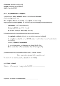 autorisation de conduite