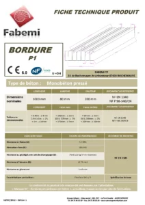 bordure p1 fiche technique bordure p1 fiche technique