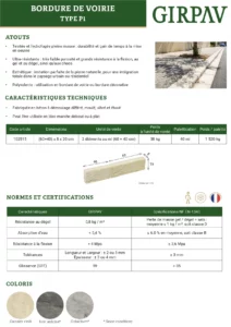 bordure p1 imitation pierre fiche technique​