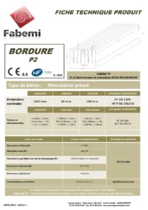 bordure p2 fiche technique