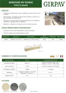 bordure t2 basse imitation pierre fiche technique