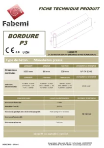 bordures p3 fiche technique​