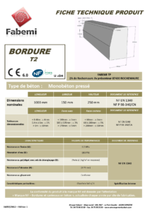 bordure t2 fiche technique