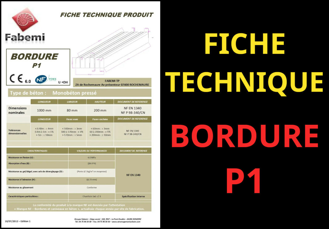 fiche technique bordure p1