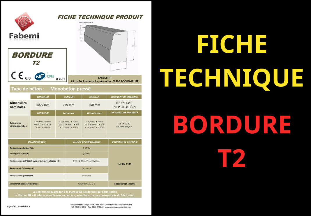 fiche technique bordure t2