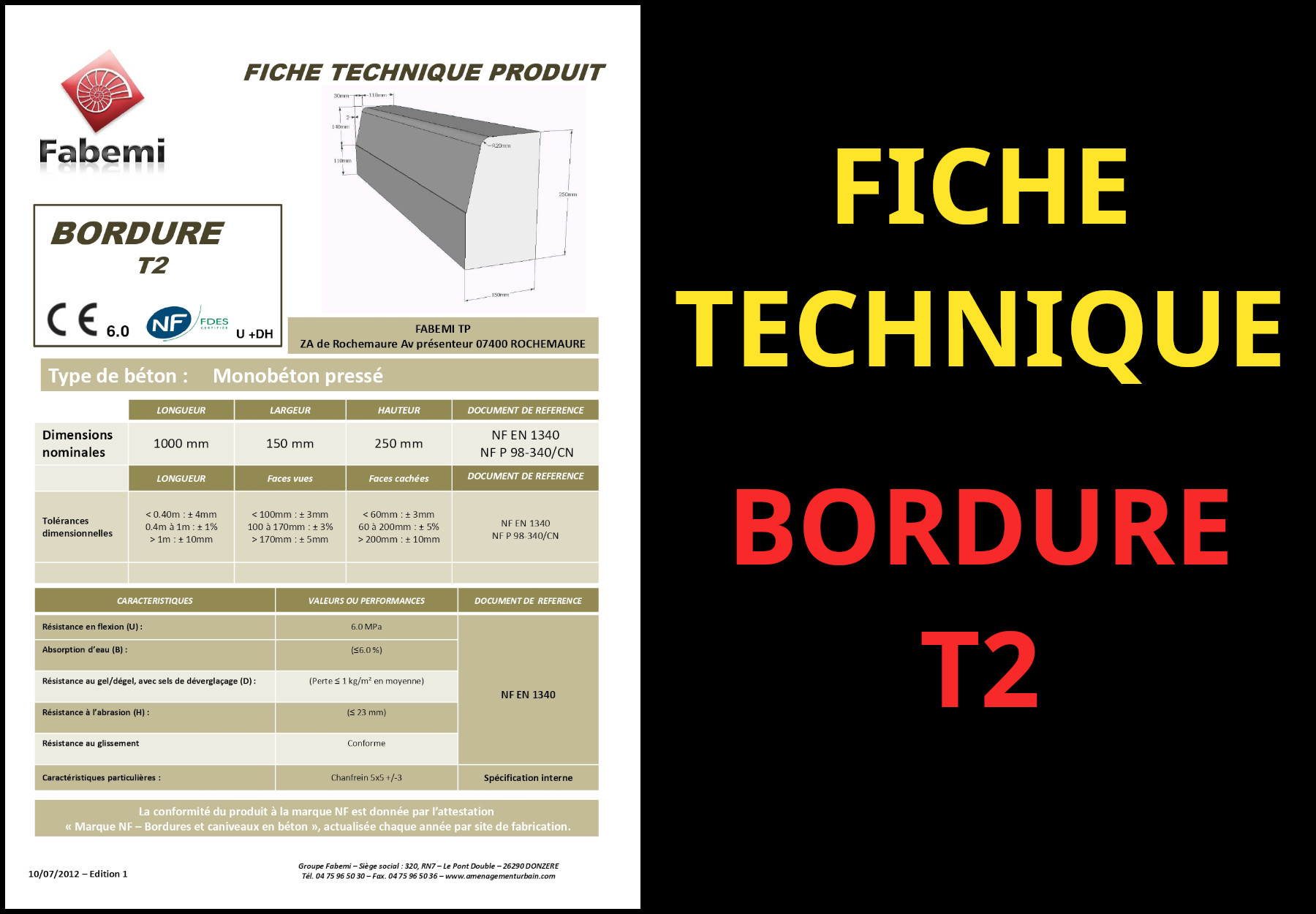 fiche technique bordure t2