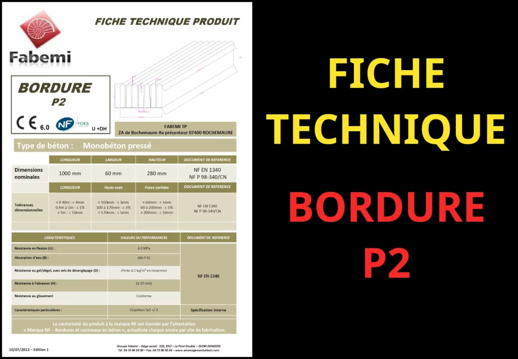 fiche technique bordure P2