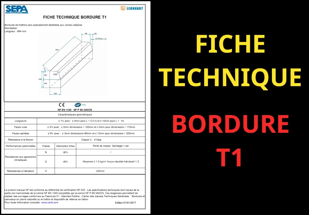fiche technique bordure t1