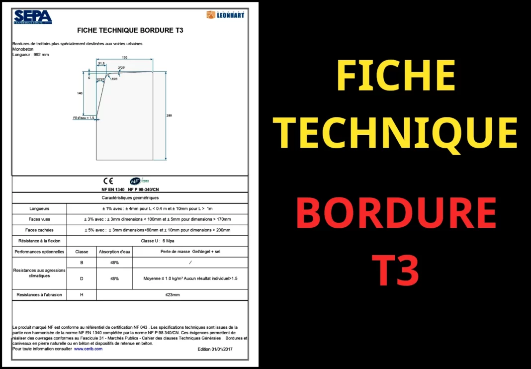 fiche technique bordure t3