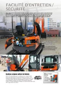 mini pelle kubota u27-4 fiche technique