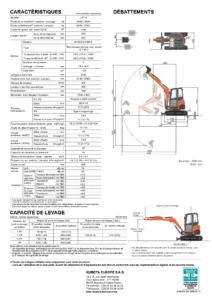 mini pelle kubota u27-4 fiche technique